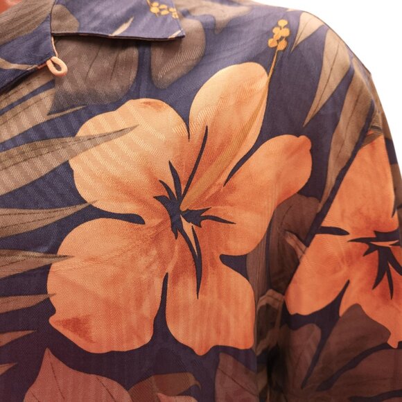 Tommy Bahama Men's Silk Shirt Button Up Hibiscus Print Short Sleeve - Picture 8 of 10